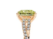 Solitaire Engagement Ring Setting for Fancy Yellow Radiant Cut Center with Twisted Pave Split Shank and Prong Head in Rose Gold