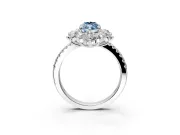 Floral Halo Engagement Ring Setting for Fancy Blue Marquise Center with Pave Accents and Prong Head in Sterling Silver
