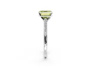 Solitaire Engagement Ring Setting for Fancy Yellow Asscher Cut Center with Channel Accents and Prong Head in Sterling Silver