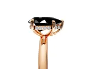 Hidden Halo Engagement Ring Setting for Fancy Black Pear-Shaped Center with Thin Rounded Band and Prong Head in Rose Gold