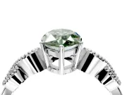 Leaf Engagement Ring Setting for Fancy Green Marquise Center with Milgrain Accent Band and Prong Head in Sterling Silver