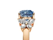 Solitaire Engagement Ring Setting for Fancy Blue Cushion Cut Center with Marquise Flower Shoulders and Prong Head in Rose Gold