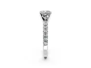 Solitaire Engagement Ring Setting for Cushion Cut Center with Large Accents and Prong Head in Sterling Silver