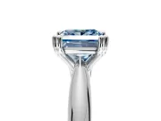 Solitaire Engagement Ring Setting for Fancy Blue Princess Cut Center with Reverse Tapered Band and Prong Head in Platinum