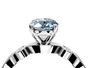 Solitaire Engagement Ring Setting for Fancy Blue Oval Center with Milgrain Bezel Accents and Prong Head in Platinum