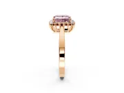 Starburst Halo Engagement Ring Setting for Fancy Pink Princess Cut Center with Flat Cathedral Band and Prong Head in Rose Gold