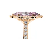 Halo Engagement Ring Setting for Fancy Pink Marquise Center with Pave Accents, Heart Basket and Prong Head in Rose Gold