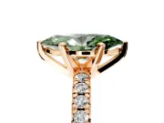 Solitaire Engagement Ring Setting for Fancy Green Marquise Center with Large Accents and Prong Head in Rose Gold