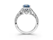 Solitaire Engagement Ring Setting for Fancy Blue Radiant Cut Center with Filigree Accent Basket and Prong Head in Platinum