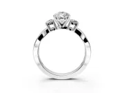 3 Stone Engagement Ring Setting for Pear-Shaped Center with Pave Twist Band and Prong Head in Sterling Silver