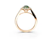 Halo Engagement Ring Setting for Fancy Green Marquise Center with Raised Halo, Pave Band and Prong Head in Rose Gold