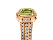 Solitaire Engagement Ring Setting for Fancy Yellow Asscher Cut Center with Accented Split Shank and Prong Head in Rose Gold