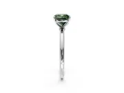 Solitaire Engagement Ring Setting for Fancy Green Cushion Cut Center with Straight Thin Band and Prong Head in Sterling Silver