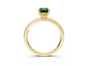 Solitaire Engagement Ring Setting for Fancy Green Emerald Cut Center with Thin Rounded Plain Band and Prong Head in Yellow Gold