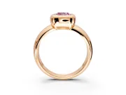 Solitaire Engagement Ring Setting for Fancy Pink Cushion Cut Center with Wide Band and Bezel Head in Rose Gold