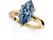 Solitaire Engagement Ring Setting for Fancy Blue Marquise Center with Basket Rail and Prong Head in Yellow Gold