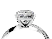 Side Accent Engagement Ring Setting for Princess Cut Center with Accent Shoulders and Prong Head in White Gold