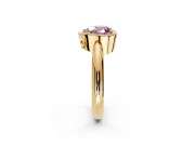Halo Engagement Ring Setting for Fancy Pink Heart-Shaped Center with Tapered Plain Band and Prong Head in Yellow Gold