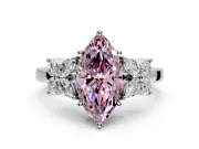 Floral Engagement Ring Setting for Fancy Pink Marquise Center with Marquise Cluster Shoulders and Prong Head in White Gold
