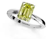 Solitaire Engagement Ring Setting for Fancy Yellow Emerald Cut Center with Open Cathedral Shoulders and Prong Head in Sterling Silver