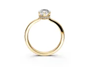 Hidden Halo Engagement Ring Setting for Marquise Center with Wide Flat Plain Band and Prong Head in Yellow Gold