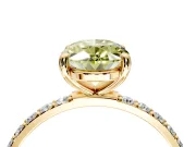 Solitaire Engagement Ring Setting for Fancy Yellow Oval Center with Pave Accents and Prong Head in Yellow Gold