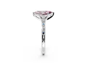 Baguette Engagement Ring Setting for Fancy Pink Marquise Center with Alternating Bar-Set Band and Prong Head in Sterling Silver