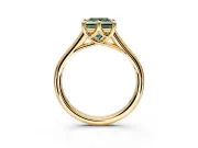 Solitaire Engagement Ring Setting for Fancy Green Princess Cut Center with Cathedral Band and Prong Head in Yellow Gold