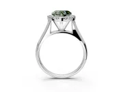 Halo Engagement Ring Setting for Fancy Green Heart-Shaped Center with Square Band and Prong Head in Sterling Silver