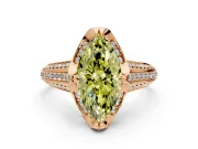 Solitaire Engagement Ring Setting for Fancy Yellow Marquise Center with Accented Split Shank and Prong Head in Rose Gold