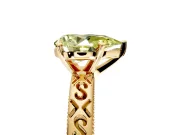 Solitaire Engagement Ring Setting for Fancy Yellow Pear-Shaped Center with Scrollwork Band and Prong Head in Yellow Gold