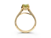 Solitaire Engagement Ring Setting for Fancy Yellow Emerald Cut Center with Accented Split Shank and Prong Head in Yellow Gold