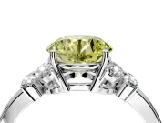 Solitaire Engagement Ring Setting for Fancy Yellow Round Cut Center with Marquise Flower Shoulders and Prong Head in White Gold