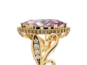Halo Engagement Ring Setting for Fancy Pink Marquise Center with Leaf Motif Split Shank and Prong Head in Yellow Gold