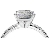 Solitaire Engagement Ring Setting for Princess Cut Center with Large Accents and Prong Head in Platinum