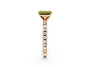 Solitaire Engagement Ring Setting for Fancy Yellow Emerald Cut Center with Fine Pave Band and Claw Prong Head in Rose Gold