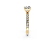 Open Basket Engagement Ring Setting for Cushion Cut Center with Pave Band and Prong Head in Yellow Gold