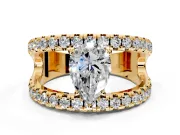 Solitaire Engagement Ring Setting for Pear-Shaped Center with Wide-Open Split Shank and Prong Head in Yellow Gold