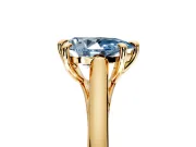 Solitaire Engagement Ring Setting for Fancy Blue Pear-Shaped Center with Cathedral Band and Prong Head in Yellow Gold