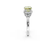 Leaf Cluster Engagement Ring Setting for Fancy Yellow Princess Cut Center with Marquise Accents and Prong Head in Platinum