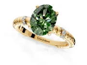 Rope Engagement Ring Setting for Fancy Green Oval Center with Accent Shoulders and Prong Head in Yellow Gold