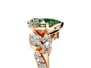 Solitaire Engagement Ring Setting for Fancy Green Pear-Shaped Center with Marquise Accent Twist Band and Prong Head in Rose Gold