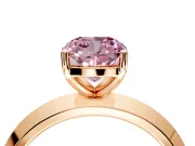Solitaire Engagement Ring Setting for Fancy Pink Cushion Cut Center with Wide Knife Ridge Band and Prong Head in Rose Gold