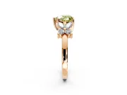 Floral Engagement Ring Setting for Fancy Yellow Heart-Shaped Center with Marquise Cluster Shoulders and Prong Head in Rose Gold