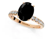 Open Basket Engagement Ring Setting for Fancy Black Oval Center with Pave Band and Prong Head in Rose Gold