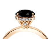 Solitaire Engagement Ring Setting for Fancy Black Round Cut Center with Fine Wire Band and Prong Head in Rose Gold