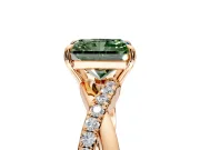 Crossover Engagement Ring Setting for Fancy Green Radiant Cut Center with Pave and Plain Strands and Prong Head in Rose Gold