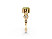 Vintage Station Engagement Ring Setting for Fancy Yellow Cushion Cut Center with Accents and Prong Head in Yellow Gold