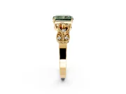 Leaf Engagement Ring Setting for Fancy Green Princess Cut Center with Milgrain Accent Band and Prong Head in Yellow Gold