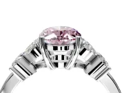 Floral Engagement Ring Setting for Fancy Pink Oval Center with Marquise Cluster Shoulders and Prong Head in Sterling Silver